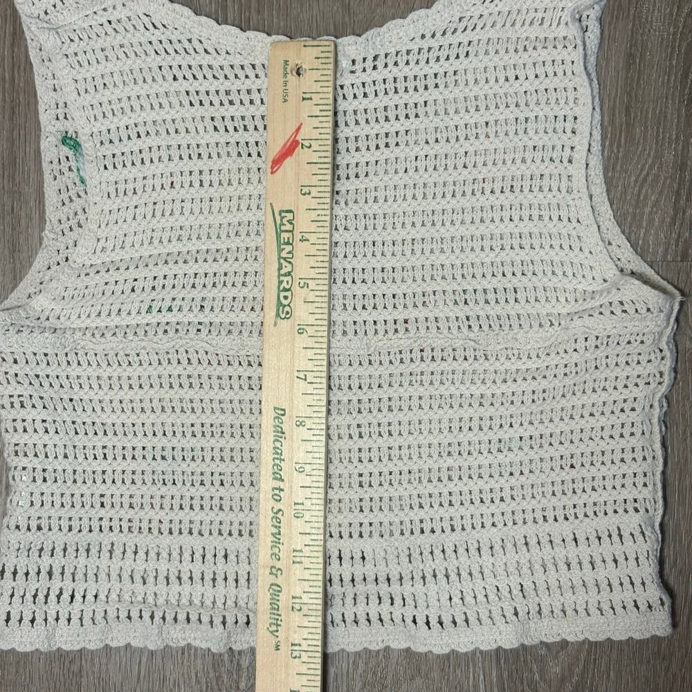 WoWo Strawberry Crochet Cardigan Vest Size Small 100% Cotton Button Front Boho - Picture 10 of 10